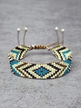 Southwestern Beaded Bracelet Geometric Handmade Boho Jewelry
